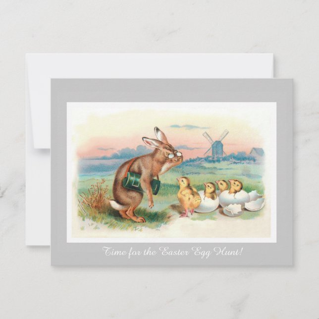 Vintage Ostereier-Jagd Party Einladung (Vorderseite)