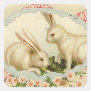 Vintage-Osterferien-Kunstaufkleber Quadratischer Aufkleber