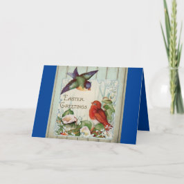 Vintage Osterferienkarte mit zwei Vögeln Feiertagskarte