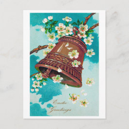 Vintage Osterglocke und Kirschblüten Postkarte