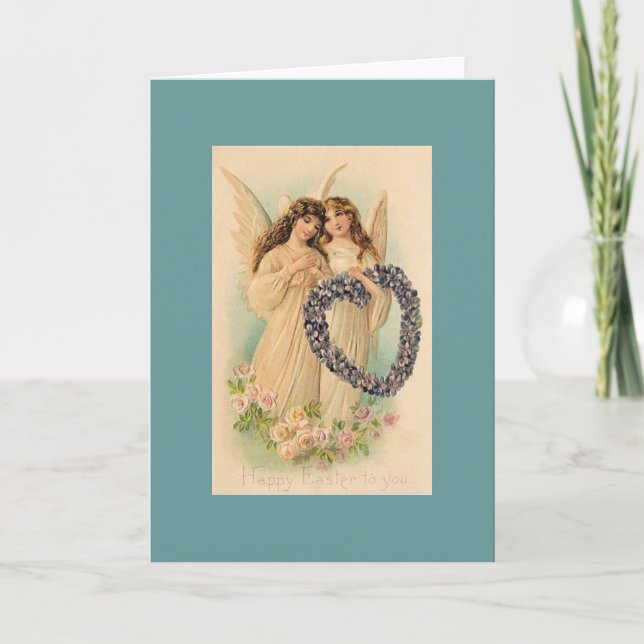 Vintage Ostergrüße Feiertagskarte (Vorderseite)