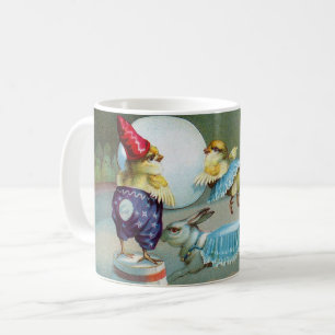 Vintage-Ostergrüße Wünsche Küken Zirkus Kaffeetasse