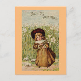 Vintage OstergrussGirl Feiertagspostkarte