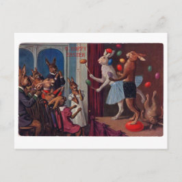 Vintage Ostergrußkarte - Juggling Bunnies Postkarte