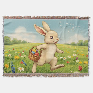 Vintage Osterhase auf einer Frühlingswiese Decke