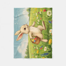 Vintage Osterhase auf Frühlingswiese Fleecedecke