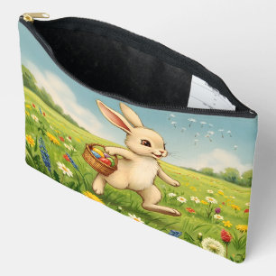 Vintage Osterhase auf Frühlingswiese Zubehörtasche