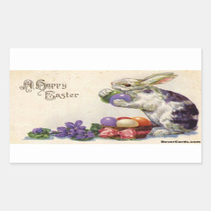 Vintage-Osterhase-Aufkleber Rechteckiger Aufkleber
