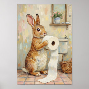 Vintage-Osterhase-Badezimmer-Wandkunst Poster
