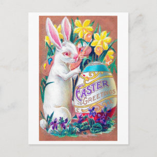 Vintage Osterhase Ei Blume Postkarte