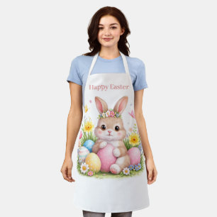 Vintage-Osterhase-Hase-Rosa-Erröten-Aquarell Schürze
