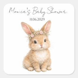 Vintage-Osterhase-Hasen-Baby-Aquarell Quadratischer Aufkleber