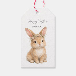 Vintage-Osterhase Kaninchen Baby Aquarell Geschenkanhänger