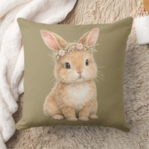 Vintage-Osterhase-Kaninchen-Ei-Aquarell Kissen
