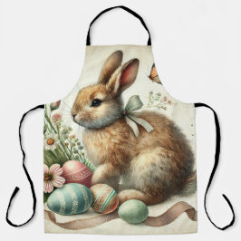 Vintage-Osterhase-Kaninchen-Ei-Aquarell Schürze