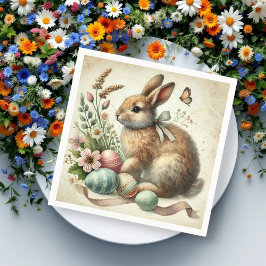 Vintage-Osterhase-Kaninchen-Ei-Aquarell Serviette
