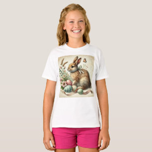 Vintage-Osterhase-Kaninchen-Ei-Aquarell T-Shirt