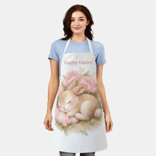 Vintage-Osterhase Kaninchen Rosa Erröten Wasserfar Schürze
