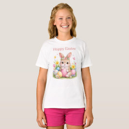 Vintage-Osterhase Kaninchen Rosa Erröten Wasserfar T-Shirt