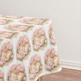 Vintage-Osterhase Kaninchen Rosa Erröten Wasserfar Tischdecke
