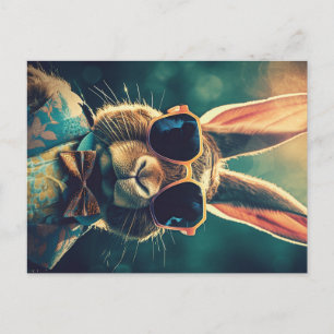 Vintage-Osterhase mit Aristokratie und Sonnenbrill Postkarte