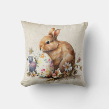 Vintage-Osterhase mit Blumen und Eiern