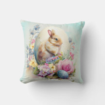 Vintage-Osterhase mit Blumen und Eiern
