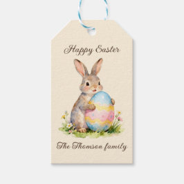 Vintage-Osterhase mit Ei Familie zum Osterfest Geschenkanhänger