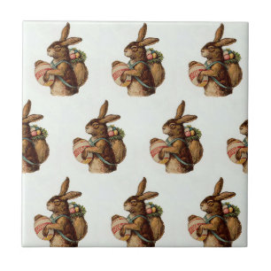 Vintage-Osterhase mit Eiern Fliese