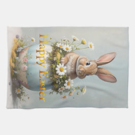 Vintage-Osterhase mit Gänseblümchen Geschirrtuch