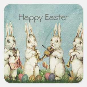 Vintage Osterhase Ostern Quadratischer Aufkleber