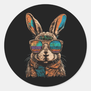 Vintage-Osterhase Retro-Grafik Frauen Mädchen Ki Runder Aufkleber