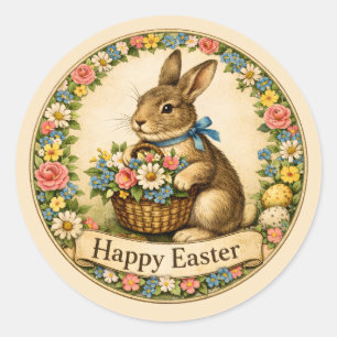 Vintage-Osterhase Runder Aufkleber