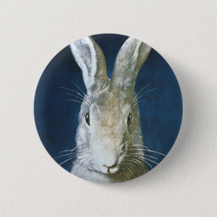 Vintage-Osterhase, süßer flauschiger weißer Hase Button