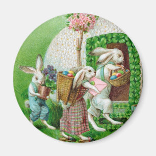 Vintage-Osterhase und Ostereier-Garten Magnet