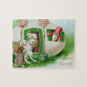 Vintage-Osterhase und Ostereier-Garten Puzzle