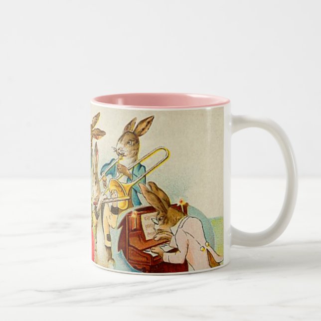Vintage Osterhasen-Band-Tasse Zweifarbige Tasse (Rechts)