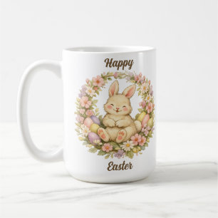 Vintage-Osterhasen-Blumenkranz Kaffeetasse