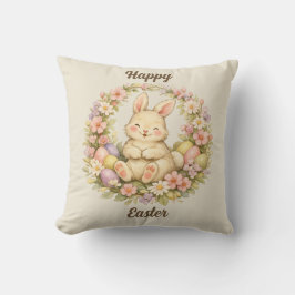 Vintage-Osterhasen-Blumenkranz Kissen