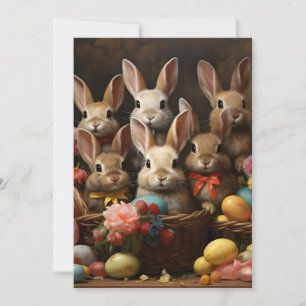 Vintage-Osterhasen-Hoppelschritt-Osterkorb Feiertagskarte