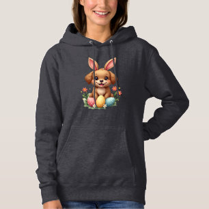 Vintage-Osterhasen-Hund Süße Welpen-Illustration w Hoodie
