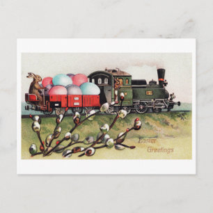 Vintage-Osterhasen-Zug Postkarte