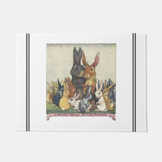 Vintage Osterhasenfamilie Fußmatte (Vorderseite)