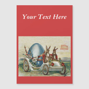 Vintage Osterkaninchen Blume Auto Ei Magnetkarte