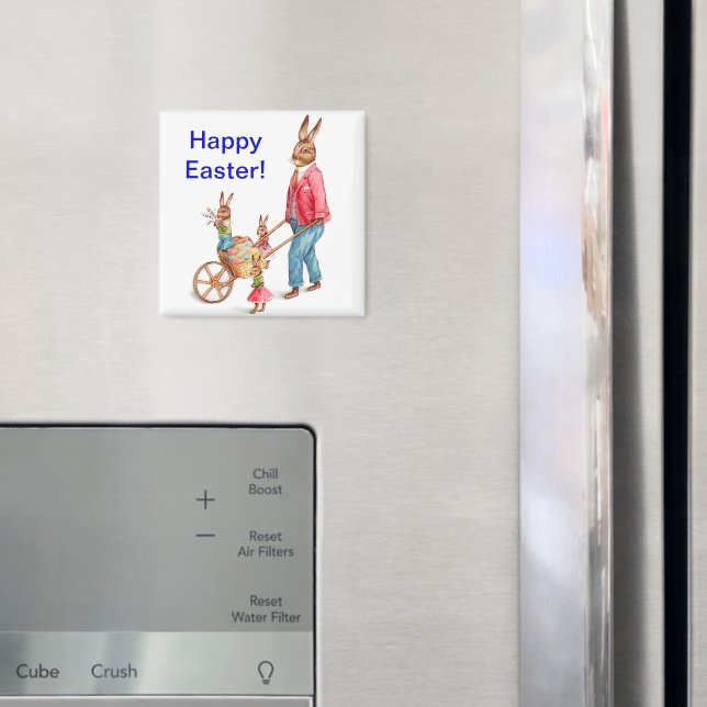 Vintage Osterkaninchen und Familienwohnungen in Ei Magnet (In Situ (Kühlschrank))
