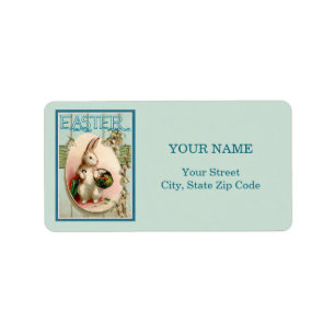 Vintage Osterkaninchenmalerei Reproduktion Adressaufkleber