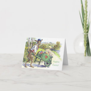 Vintage Osterkaninenkarte Feiertagskarte