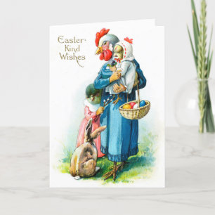 Vintage Osterkarte - Mama Hen und Freunde Karte