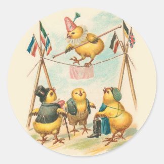 Vintage Osterkarte mit Zirkus-Chips Runder Aufkleber
