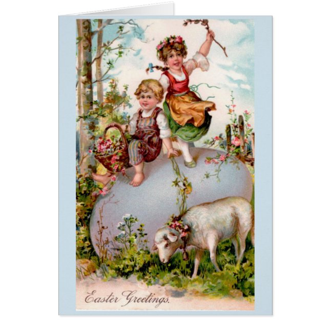 Vintage Osterkinder und Lamm, (Vorne)